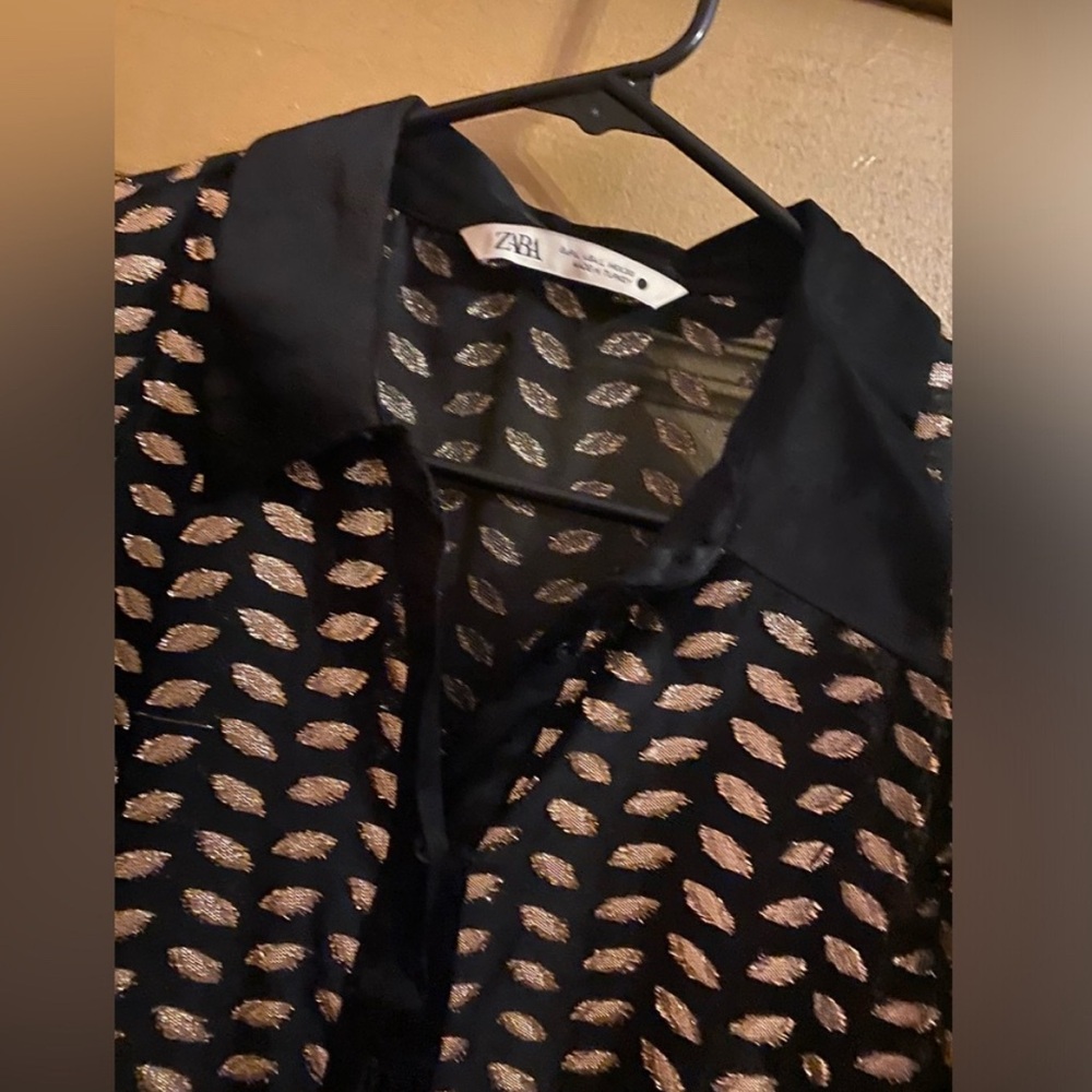 Zara Black and Gold Metallic Dress - Picture 3 of 4